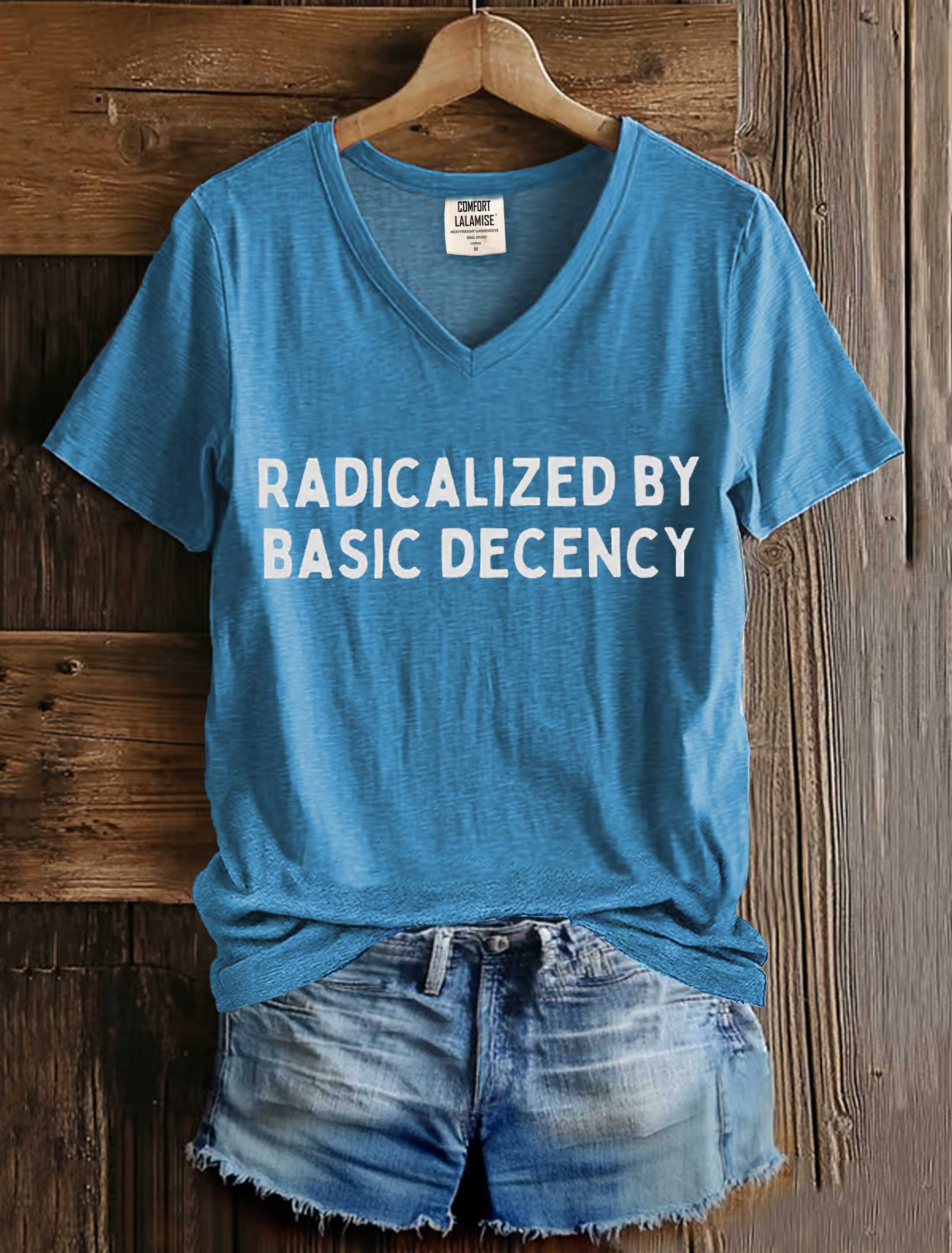 Casual Social Democracy Printed Art Print V-neck Casual T-Shirt