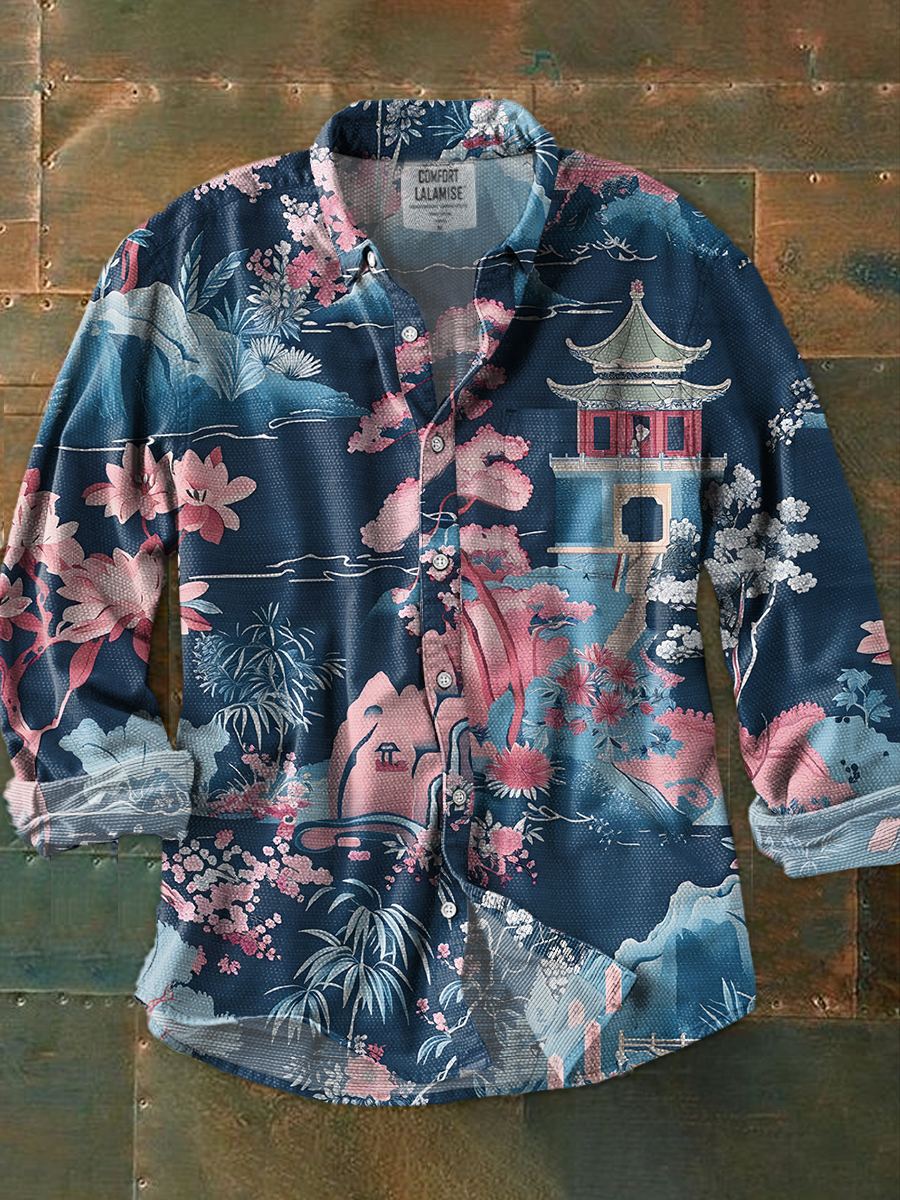 Abstract Watercolor Art Print 100% Cotton Long Sleeve Shirt