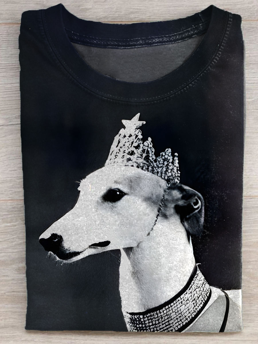Retro Funny Greyhound Dog Art Print T-shirt