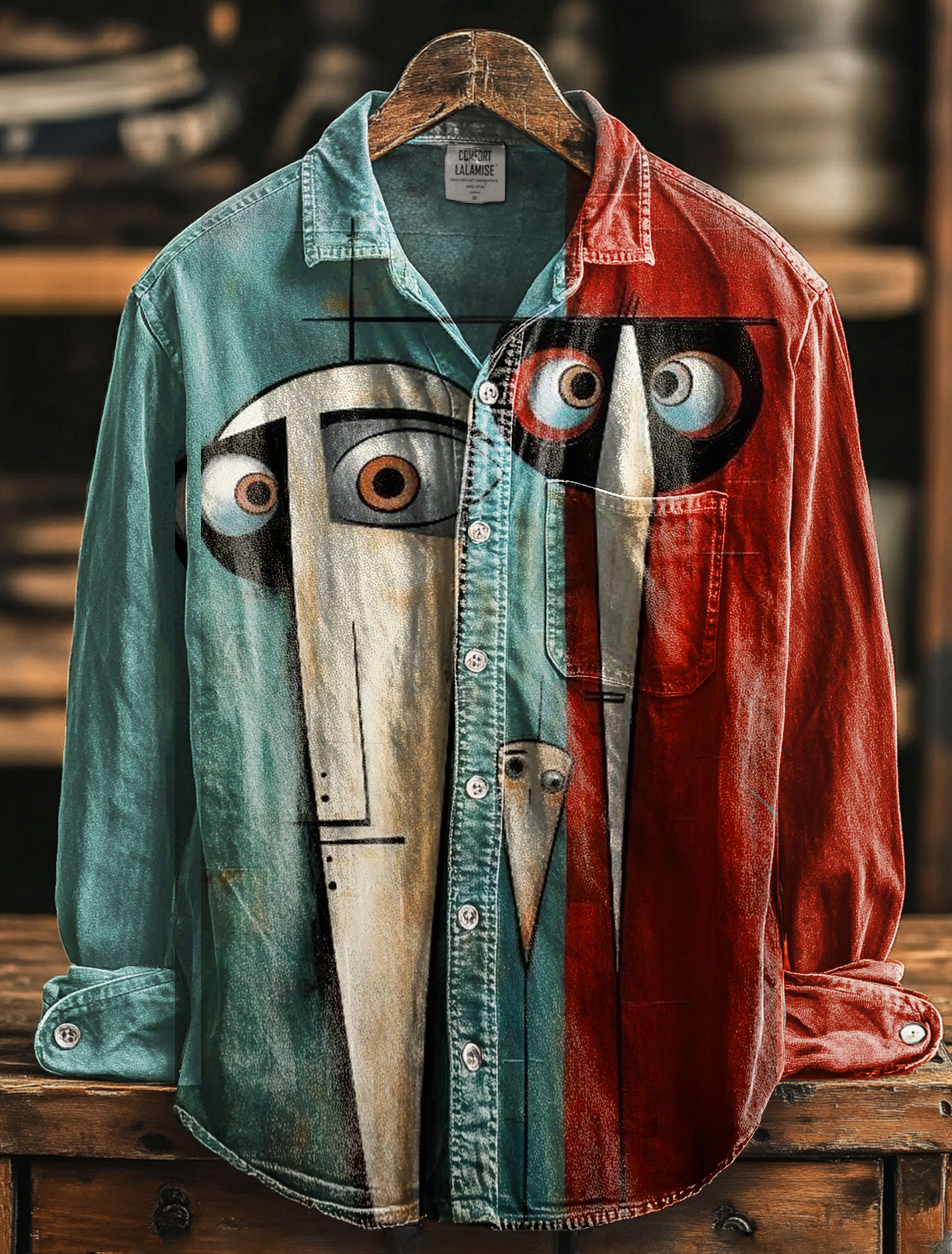 Funny Abstrct Art Print 100% Cotton Long Sleeve Shirt