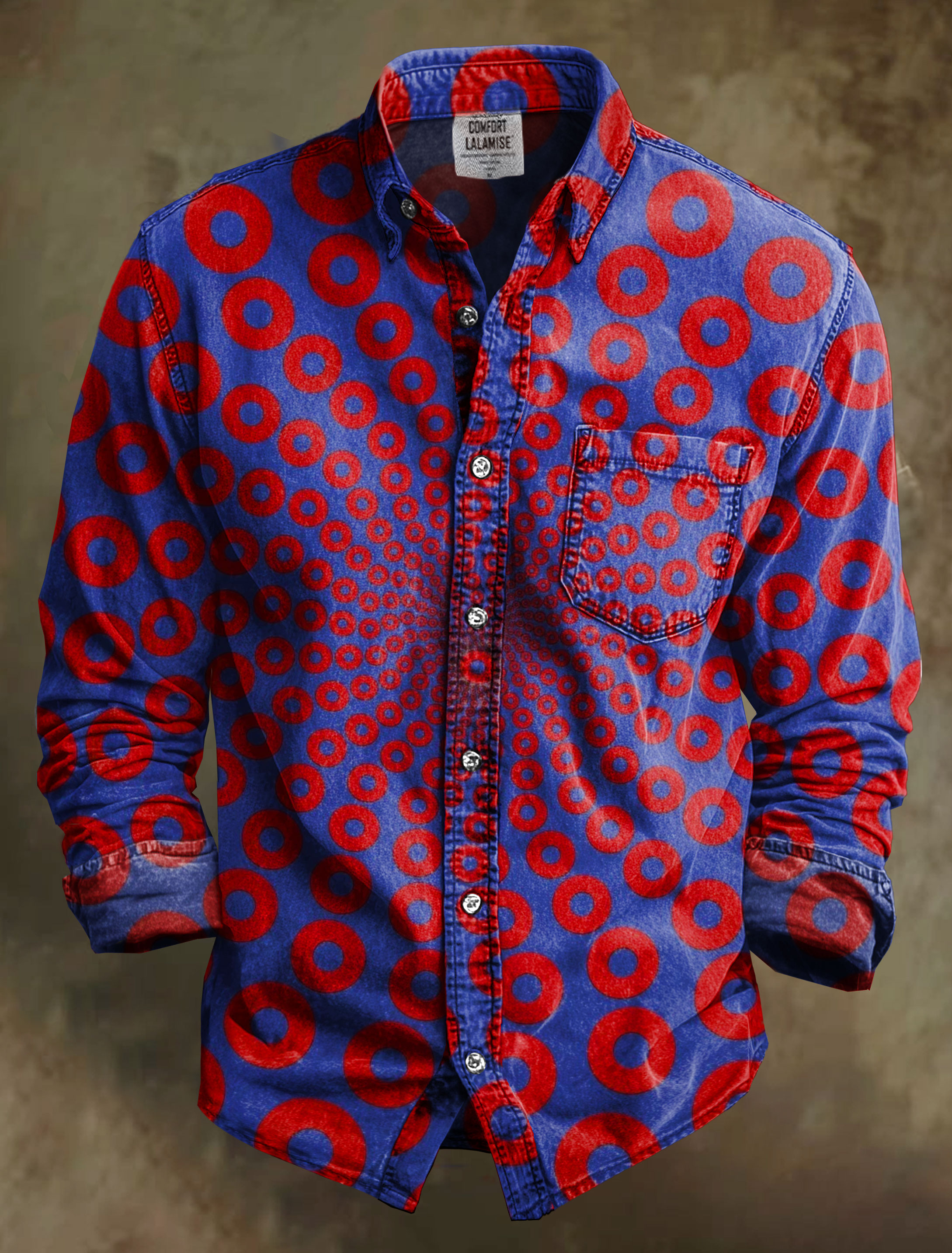 Abstrct Art Print 100% Cotton Long Sleeve Shirt