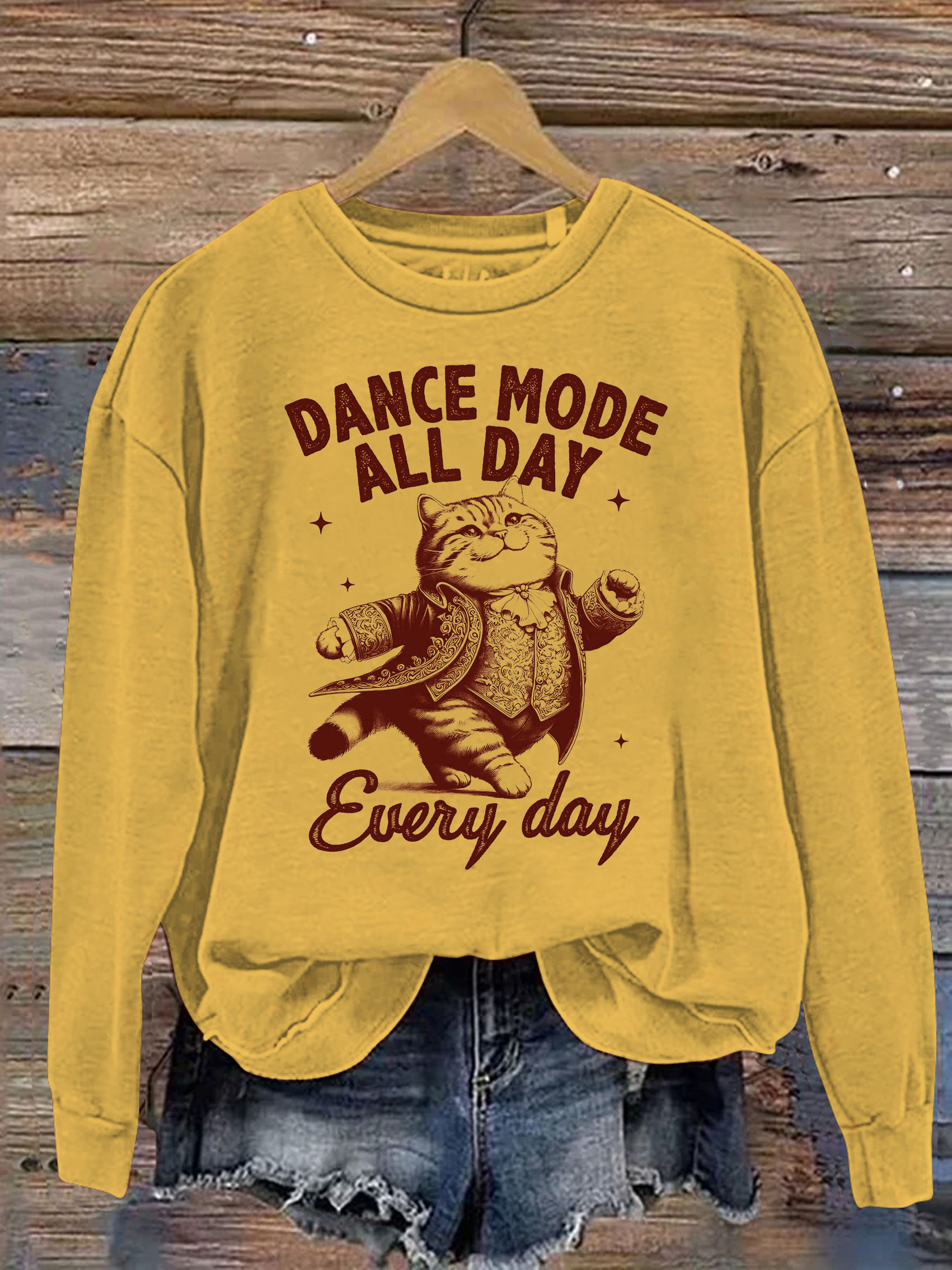 Ballet Dancer Cat Dancing Print Casual Sweatshirt