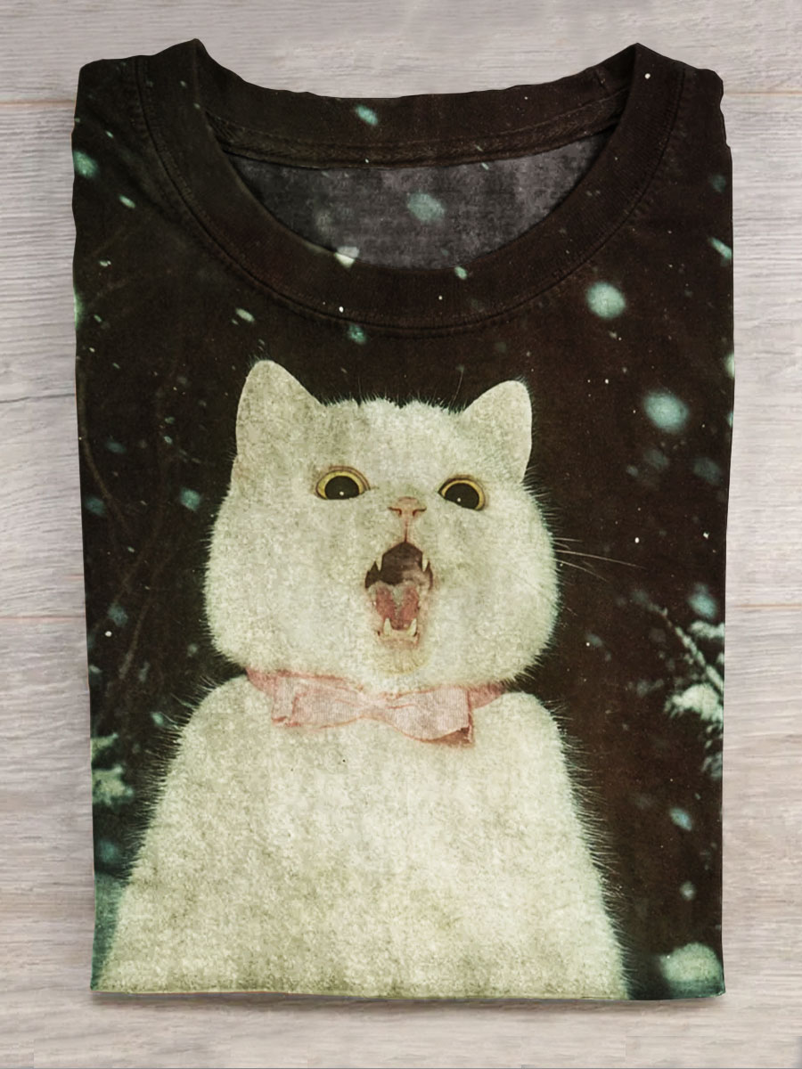 Funny Cat Printed Casual Top