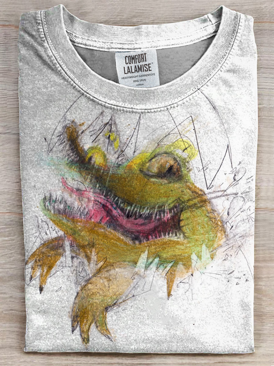 Funny Crocodile Printed Casual Short-sleeved T-shirt