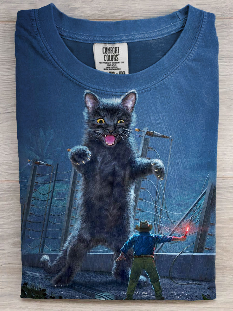 Funny Cat Art Print Casual Short Sleeve T-shirt
