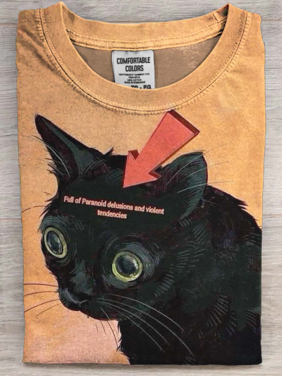 Fun Cat Print Casual Short Sleeve T-Shirt