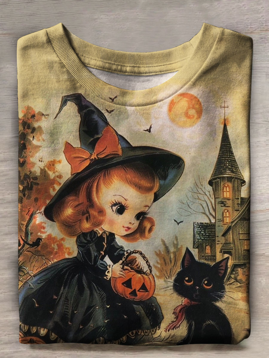 Vintage Halloween Prints Casual T-shirt