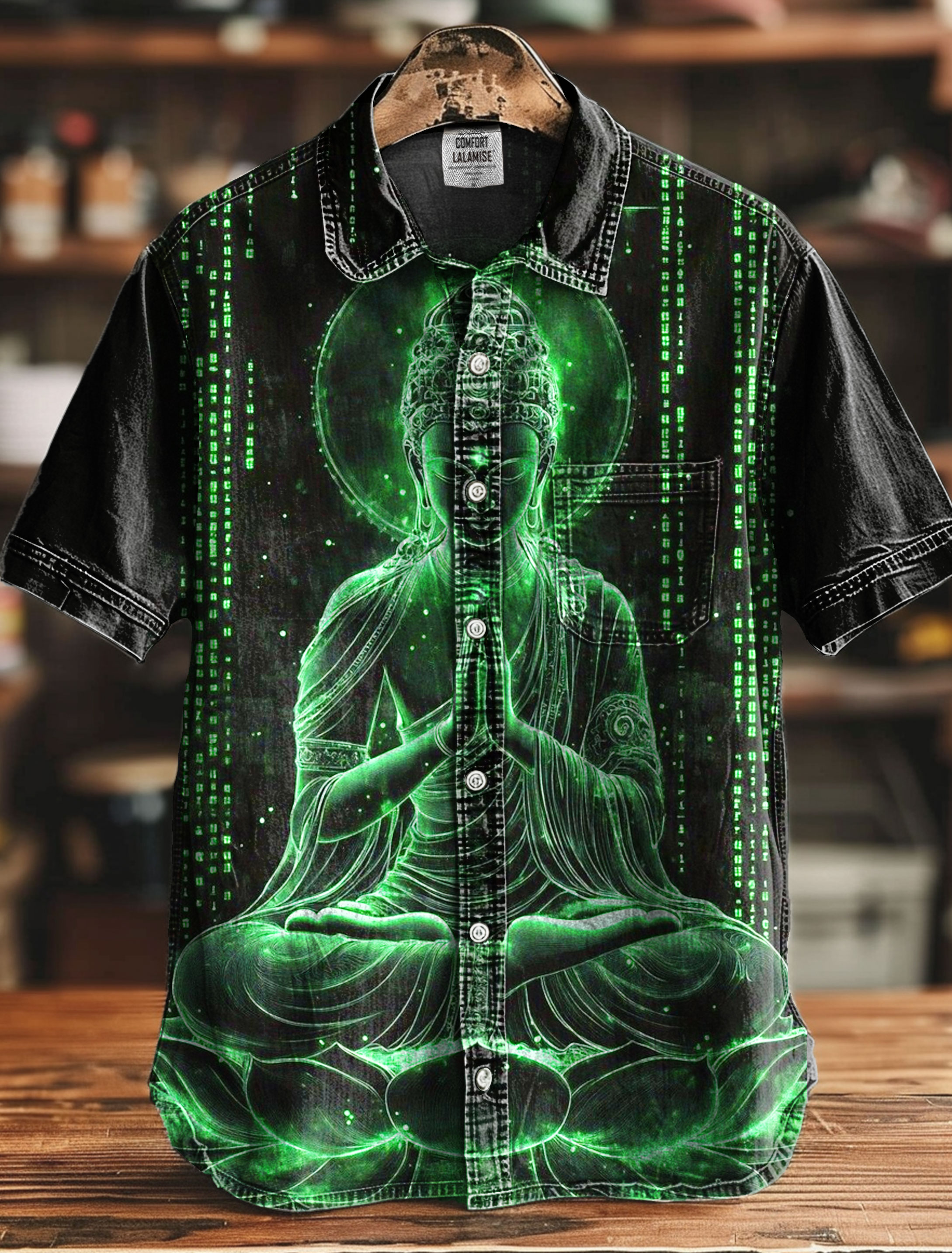 Buddha Art Print 100% Cotton Denim Shirt