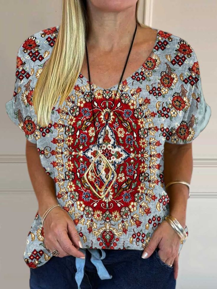 Women's Vintage Print Casual T-shirt