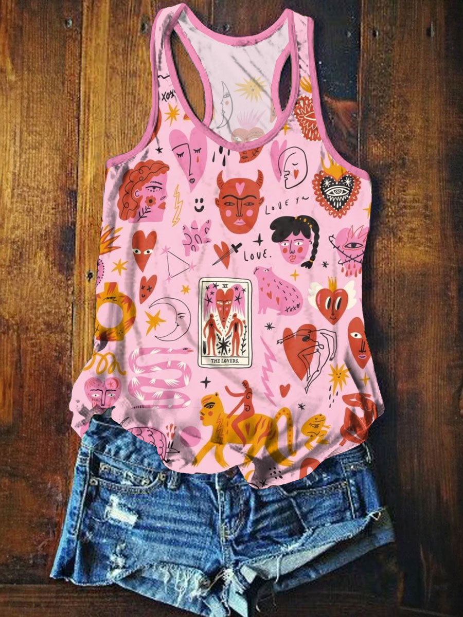 Abstrct Love Art Print Causal Tank Top