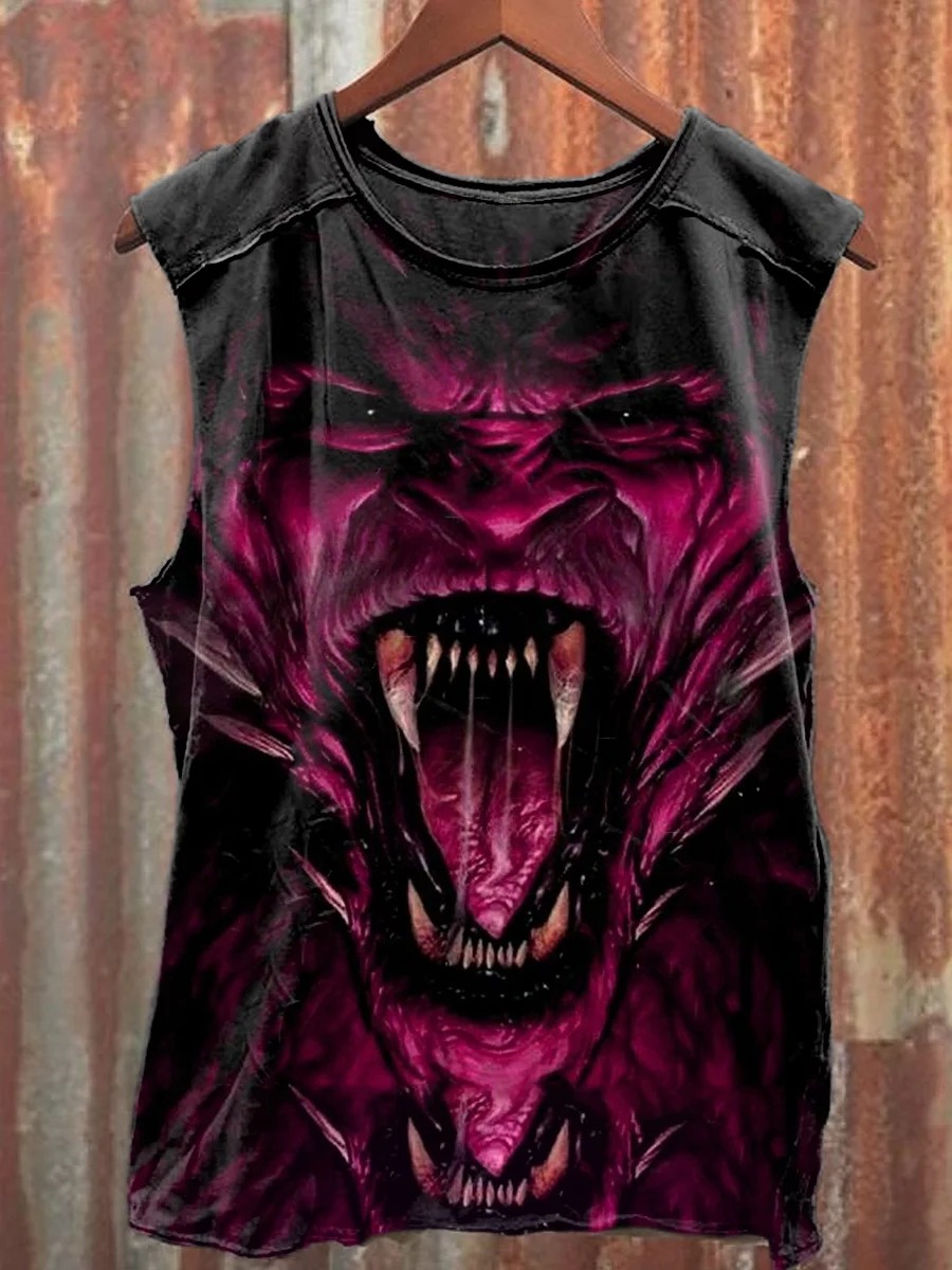Retro Vampire Art Print 100% Cotton Casual Tank Top