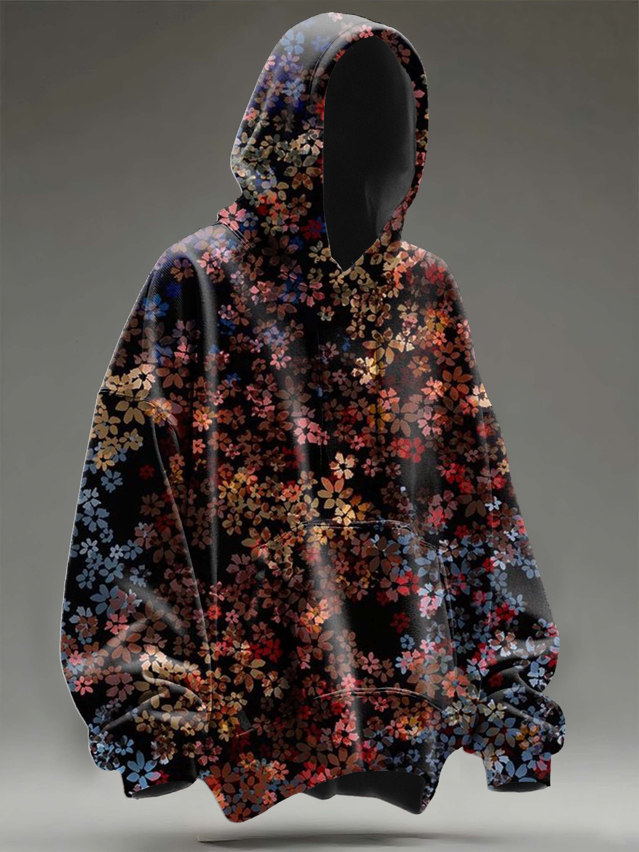 Vintage Floral Colorful Gradient Casual Hoodie Sweatshirt