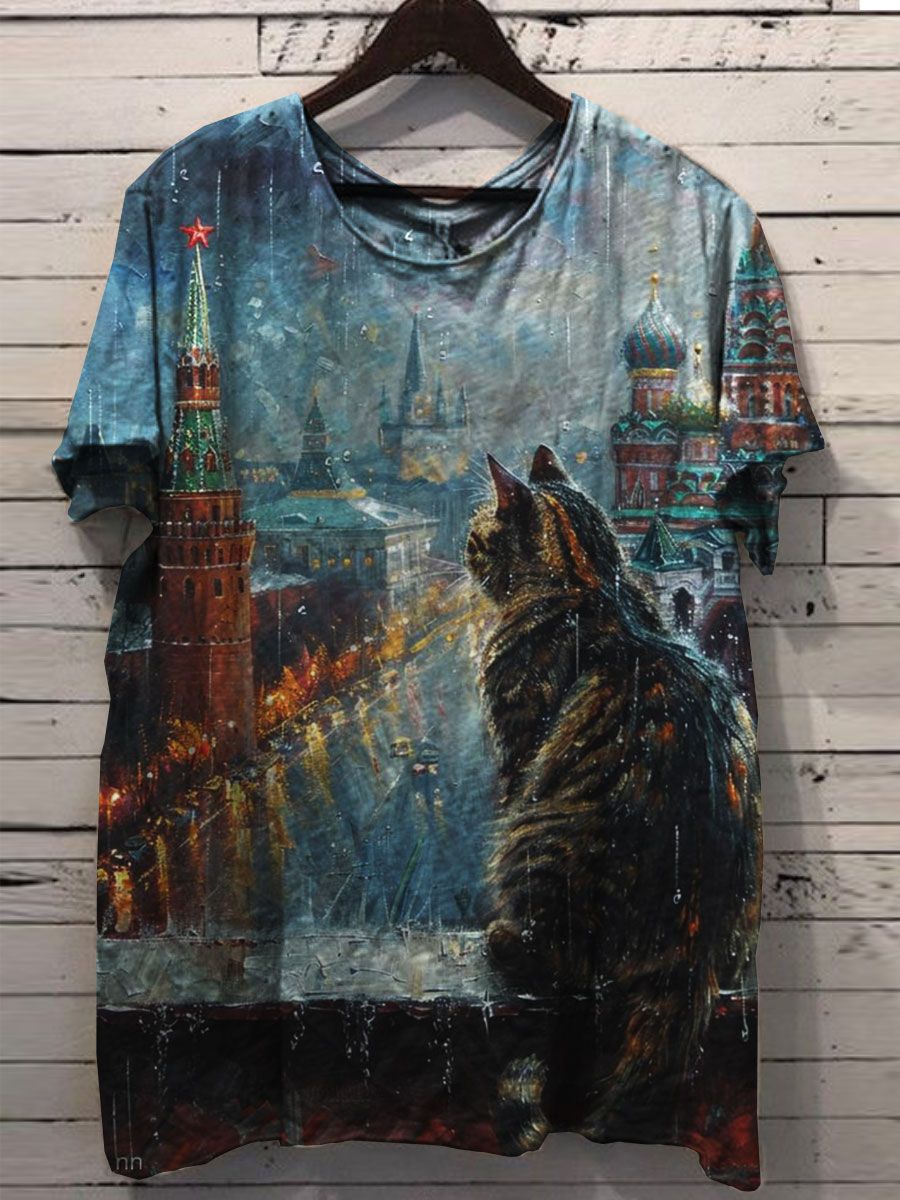 Cat Art Prints Casual T-shirt