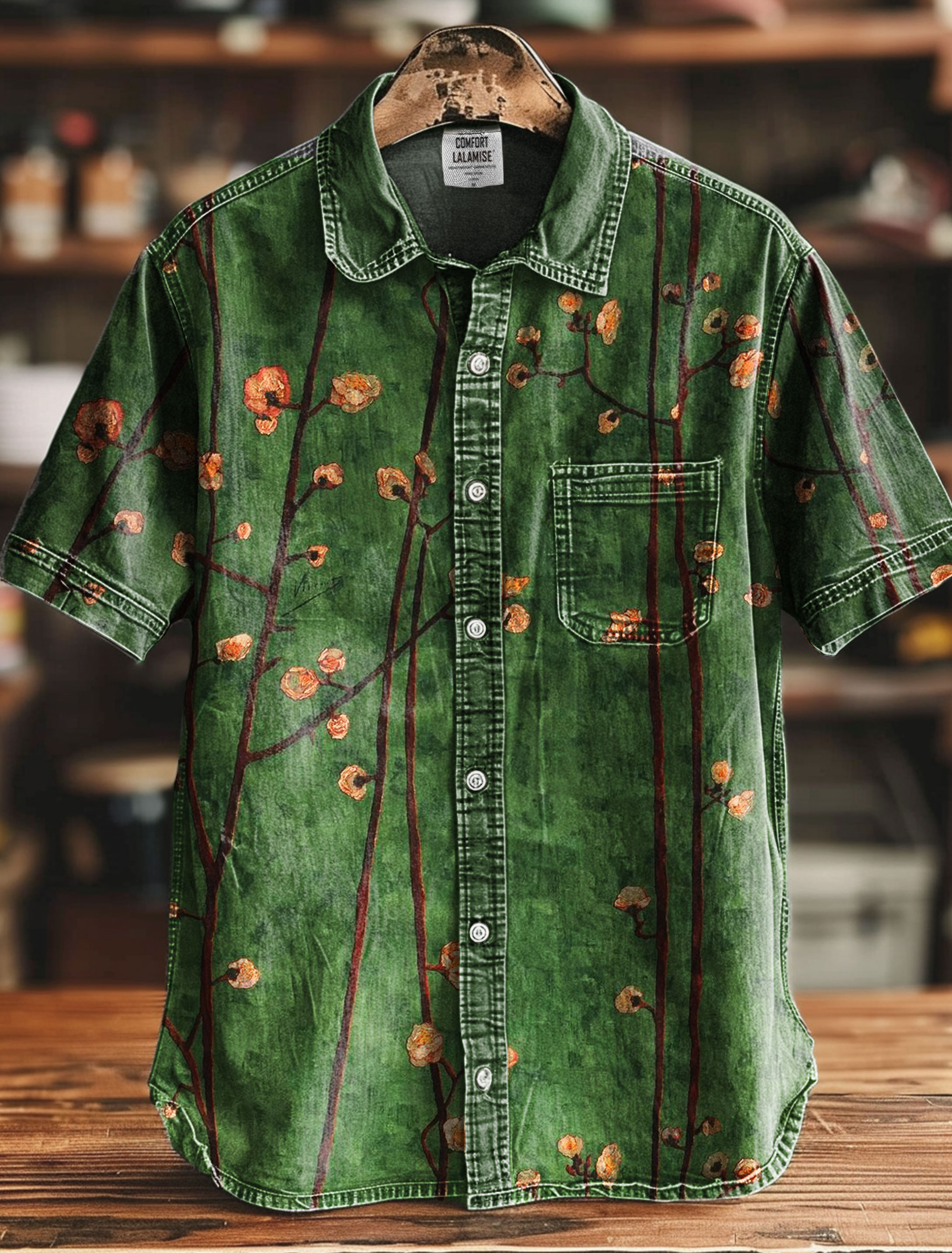 Vintage Bloom Art Print Casual 100% Cotton Shirt