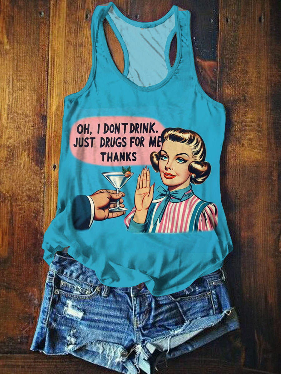 Vintage Funny  Art Print Casual Tank Top