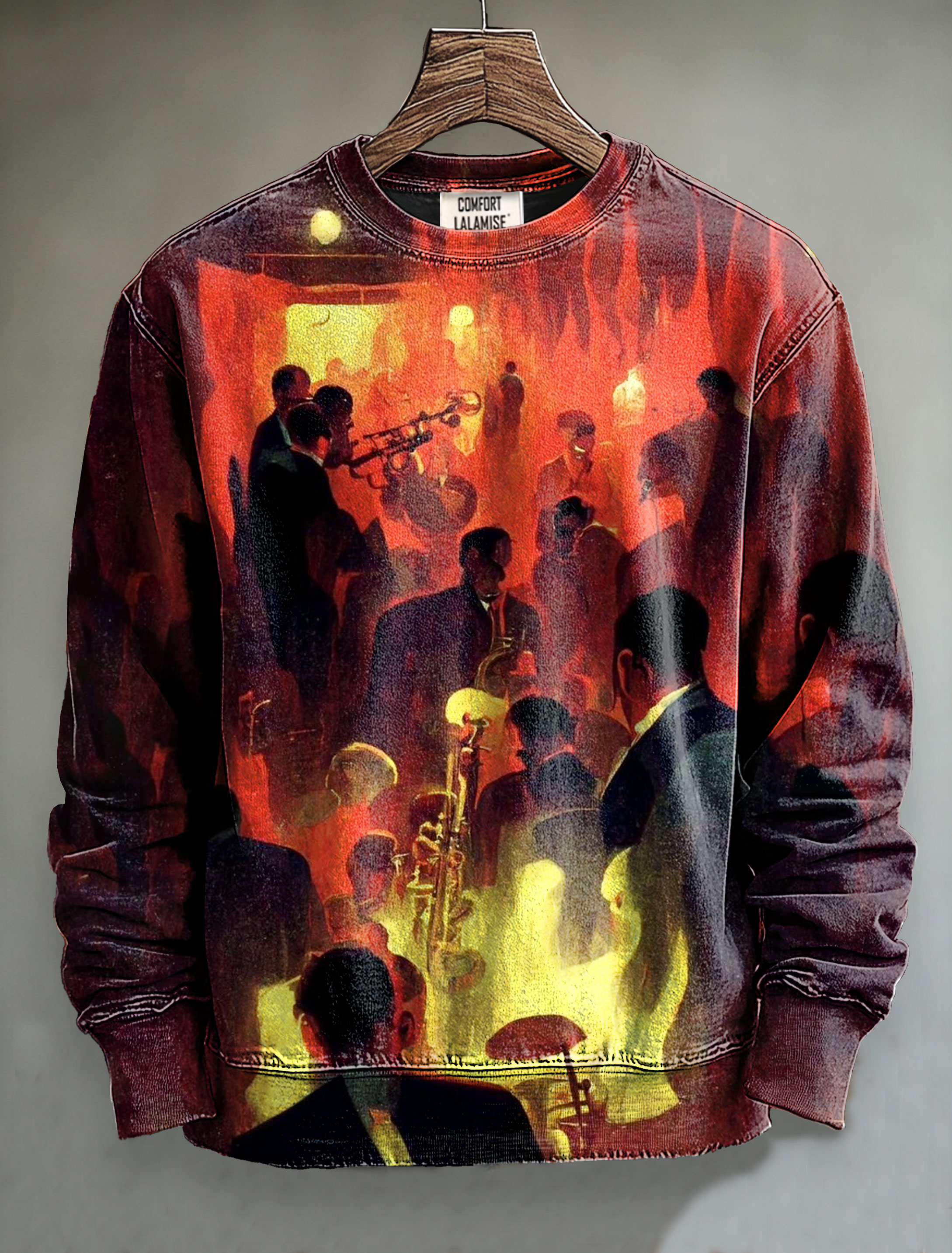 Retro Jazz Bar Art Print Casual Sweatshirt