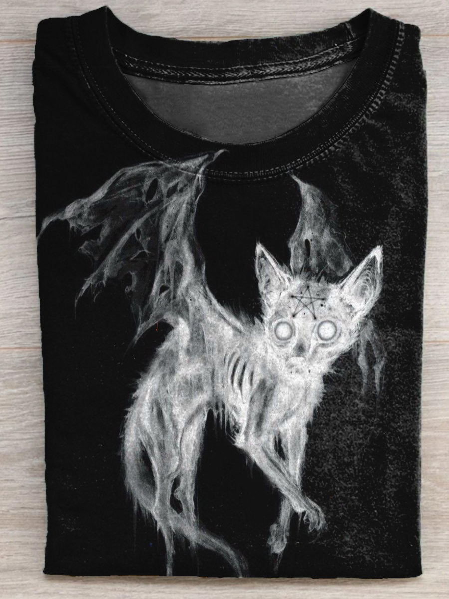 Fun Cat Halloween Ghost Art Print T-shirt