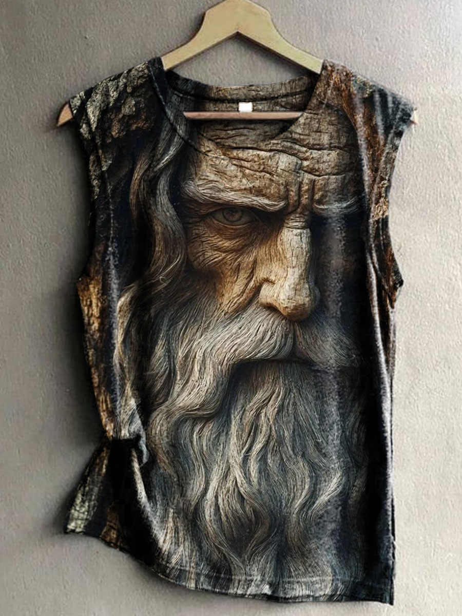 Vintage Art Print 100% Cotton Casual Tank Top