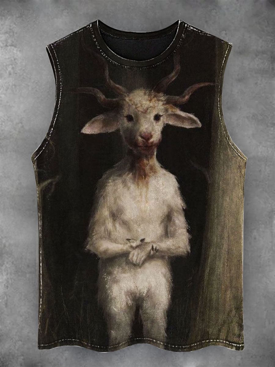 Dark Lamb Print Casual Vest