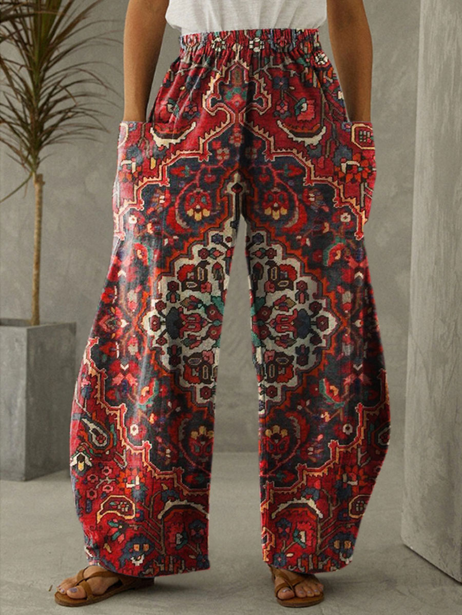 Ethnic Floral Printed Casual Pants
