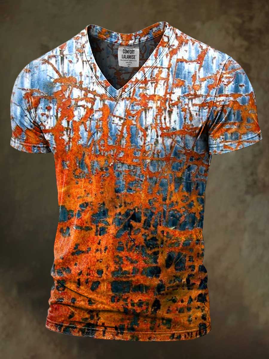 Rust Art Print Casaul Short Sleeve V-neck T-shirt