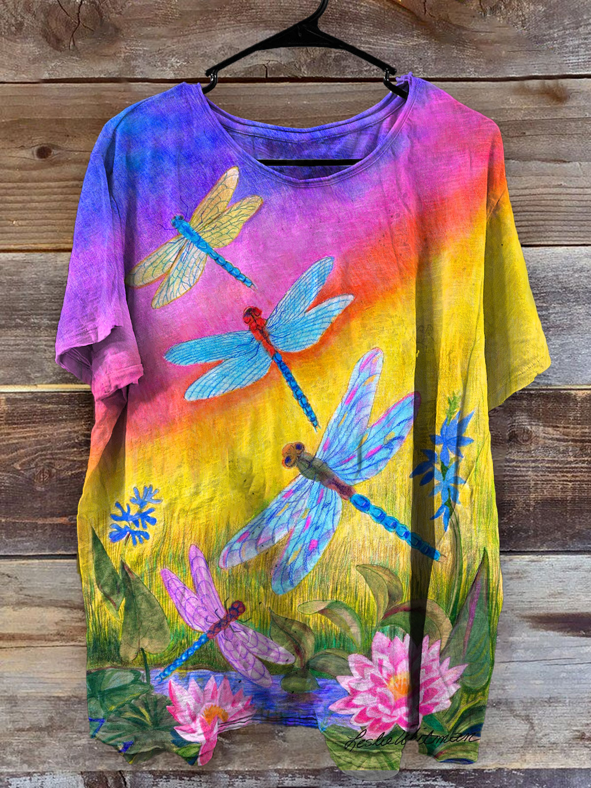 Fancy Dragonflies Art Print V-Neck Casaul Short SleeveT-shirt