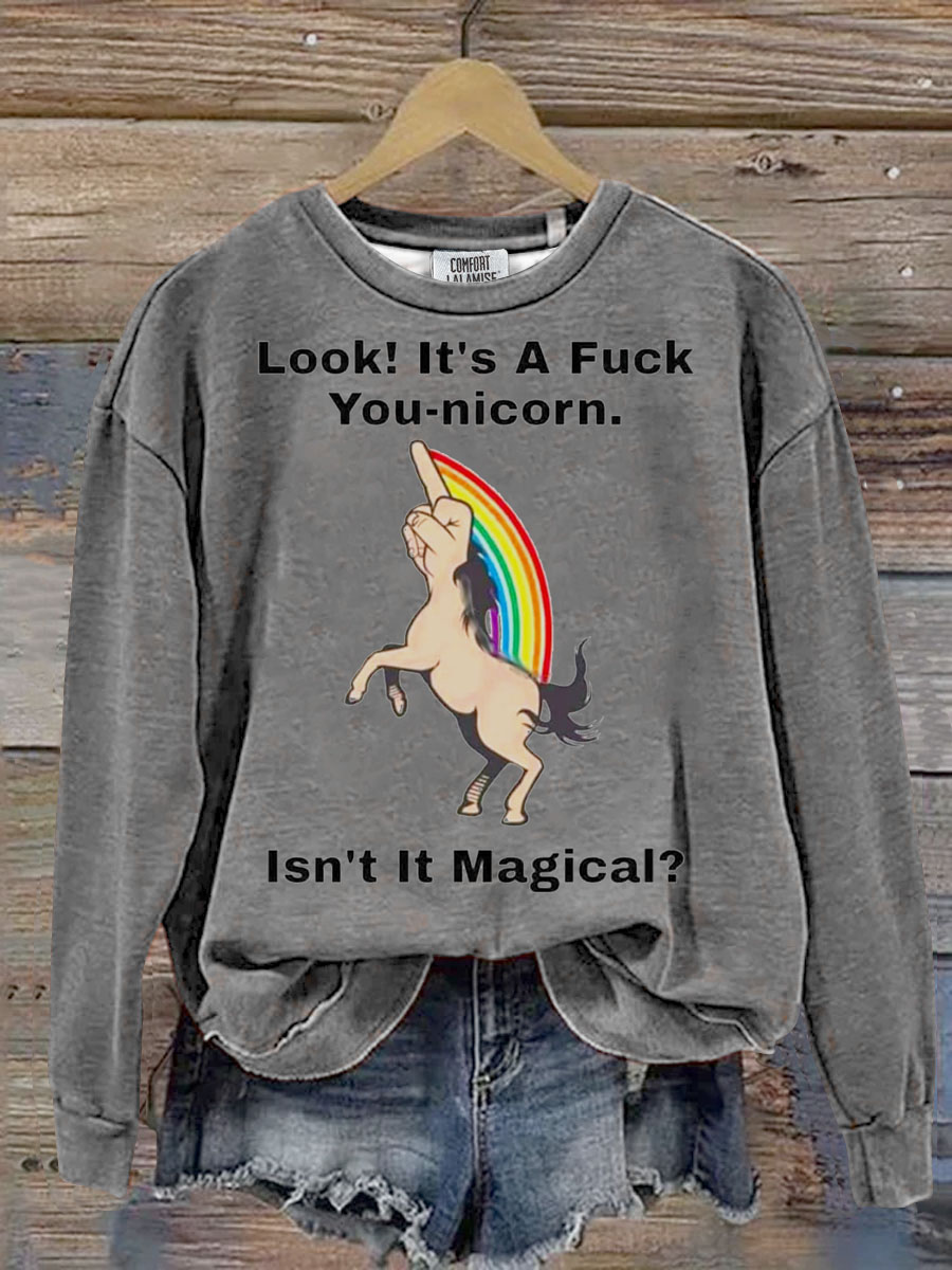 Fuck you nicorn Funny Quote Print Casual Sweatshirt