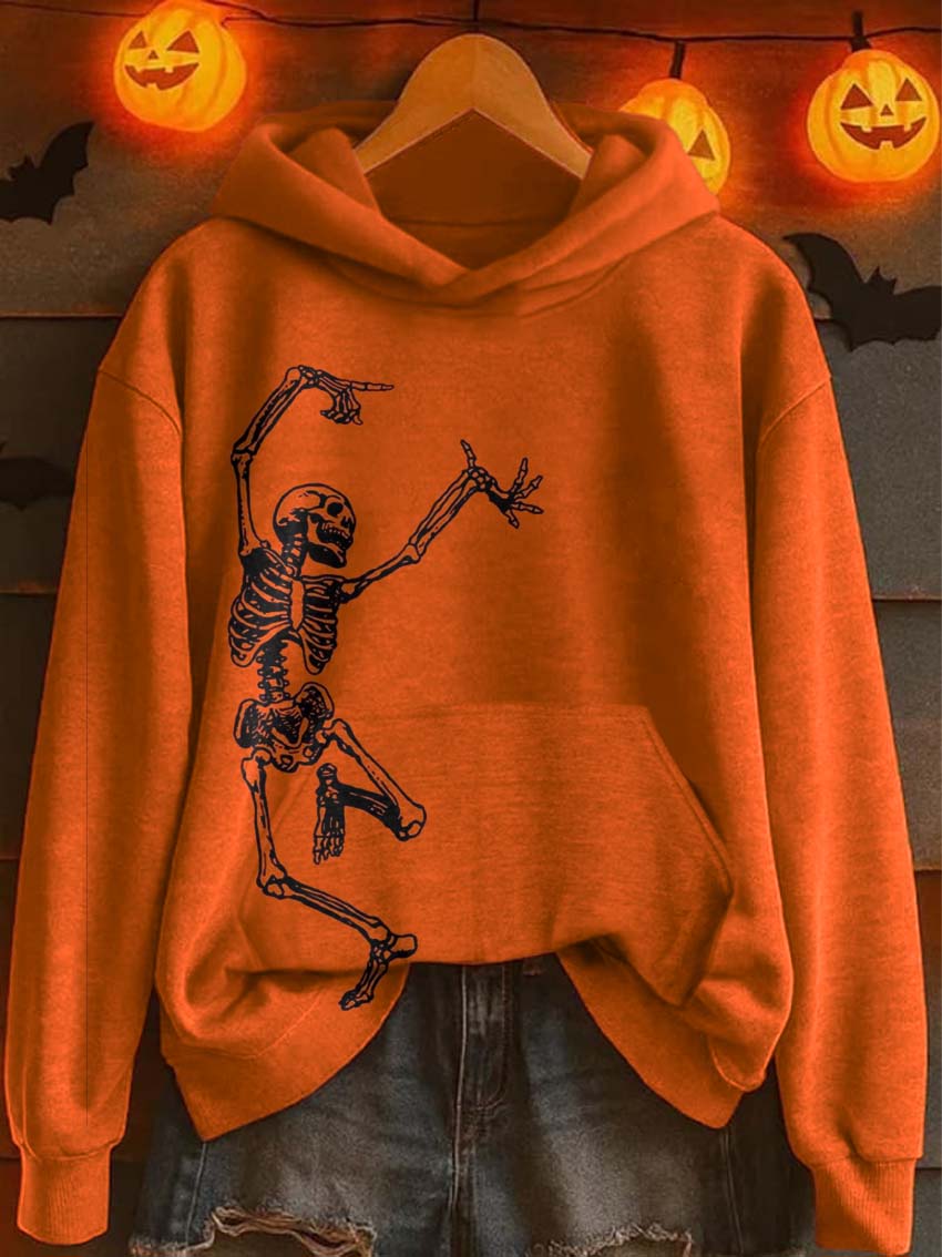 Dancing Skeleton Art Cotton Casual Hoodie Sweatshirt