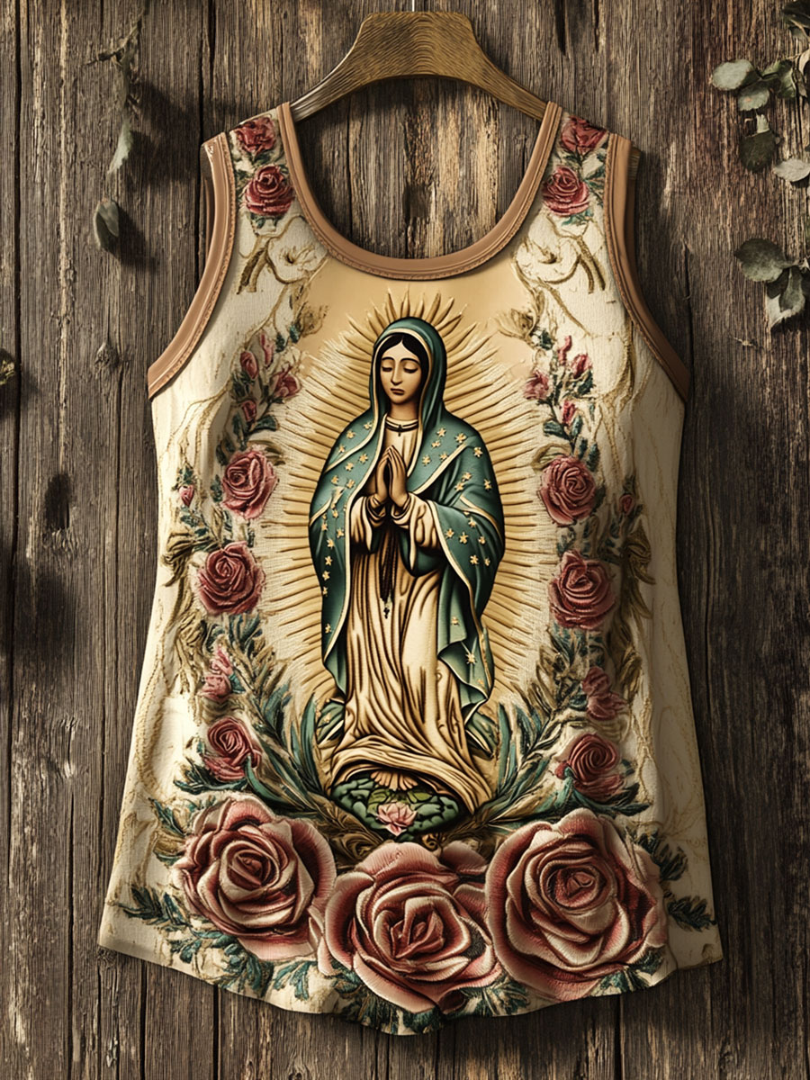 Vintage Virgin Mary Print Tank Top