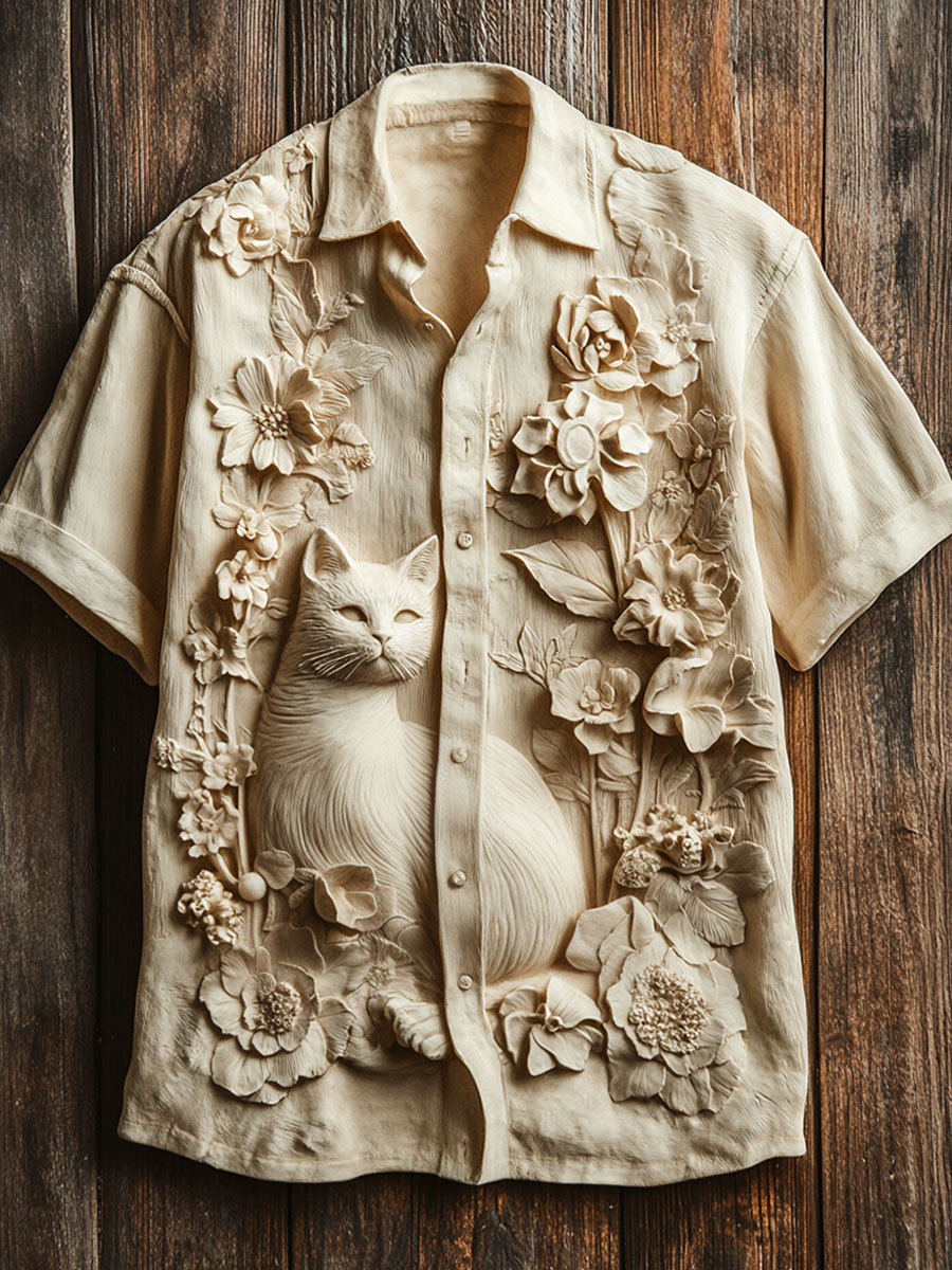 Cat Print Casual Shirt