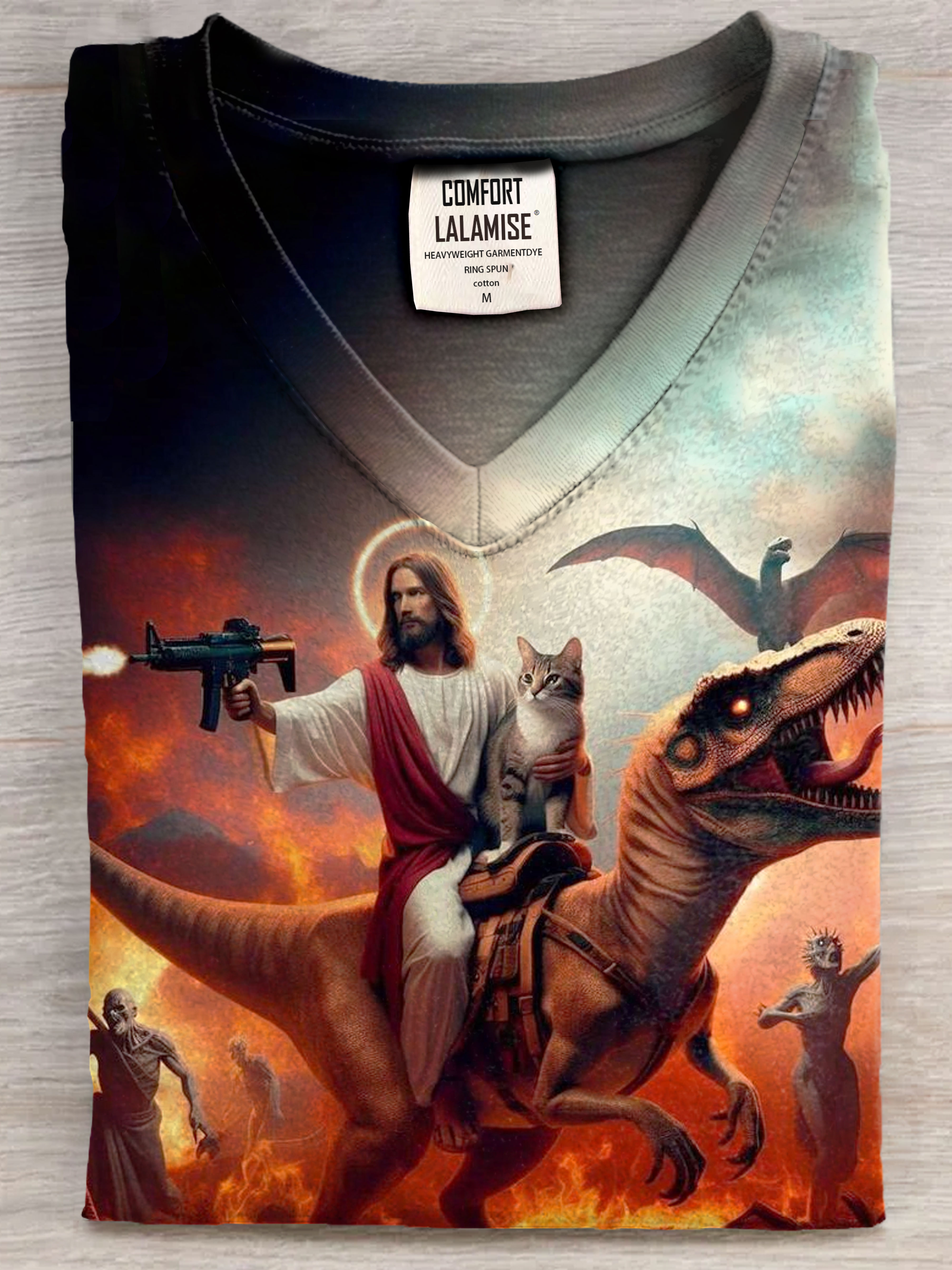 Funny Jesus Art V-neck Casual T-Shirt