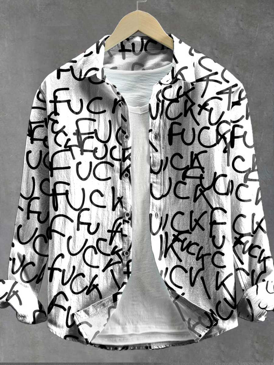 Fuck Art Print 100% Cotton Long Sleeve Shirt