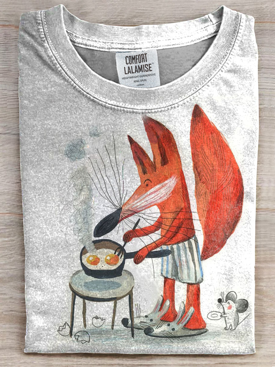 Funny Fox Printed Casual T-shirt