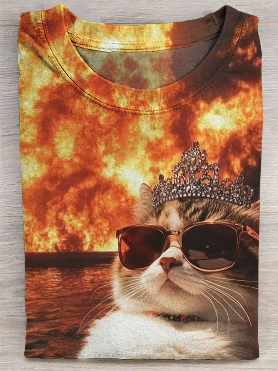 Funny Cat Print Casual T-shirt