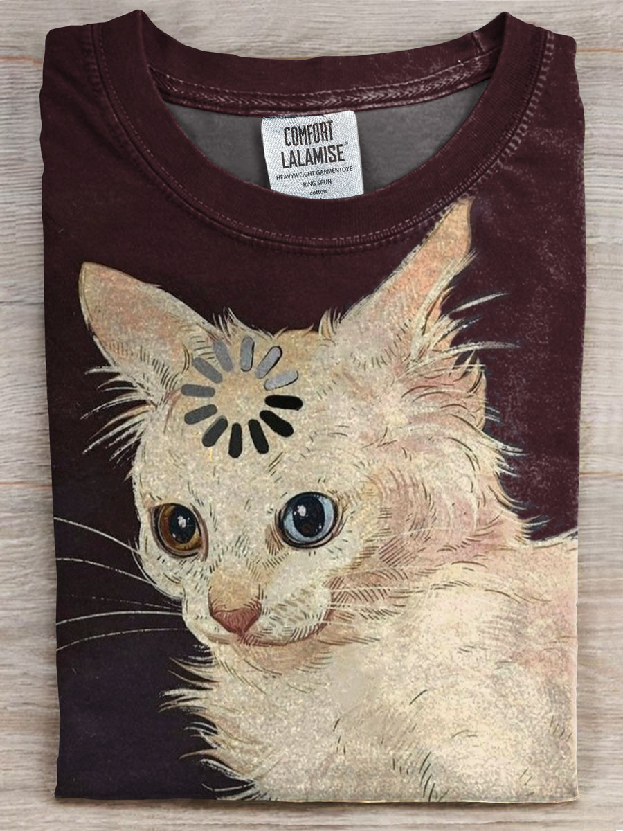 Funny Cat Print Casual T-shirt