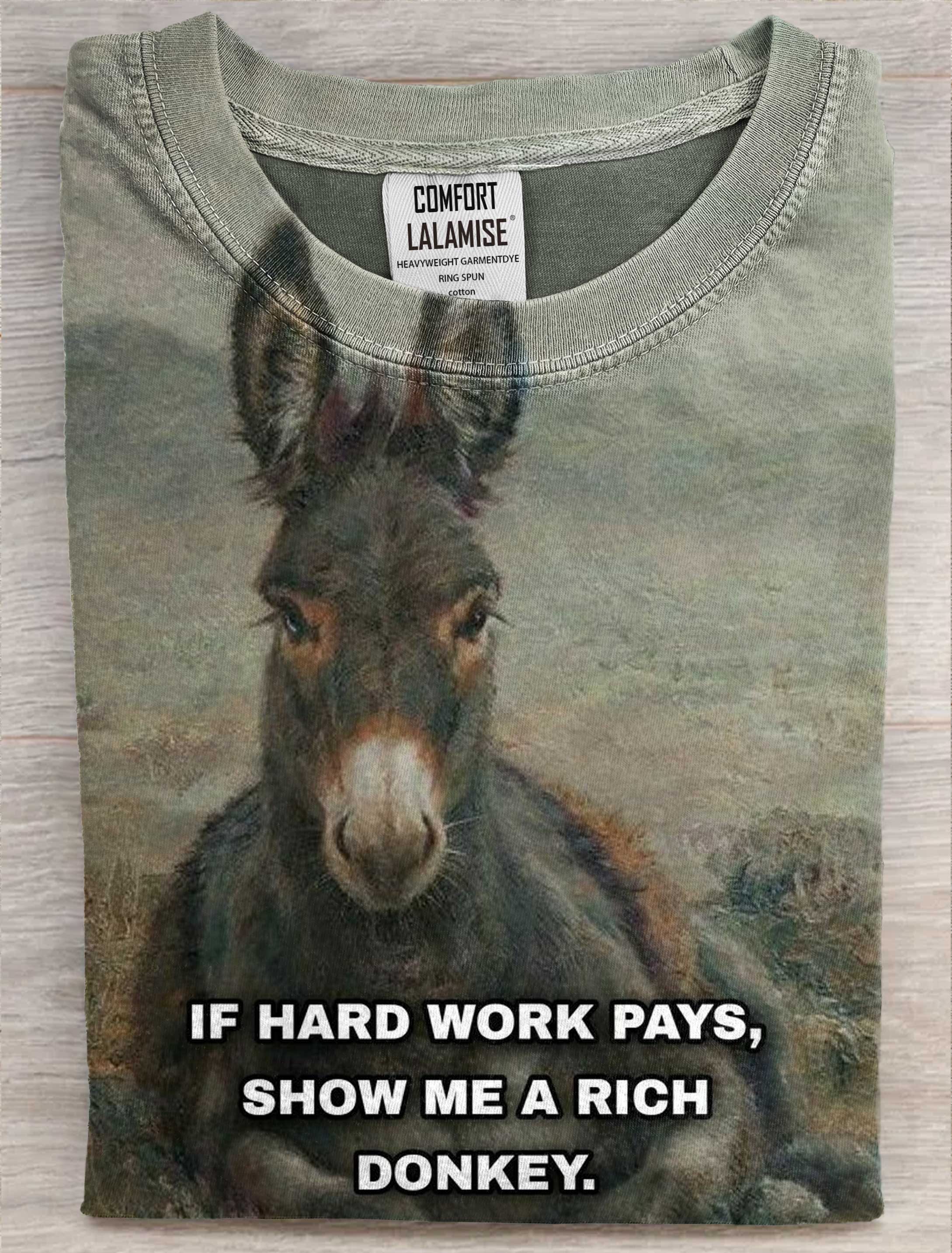 Funny Donkey Meme Art Print Casaul Short SleeveT-shirt