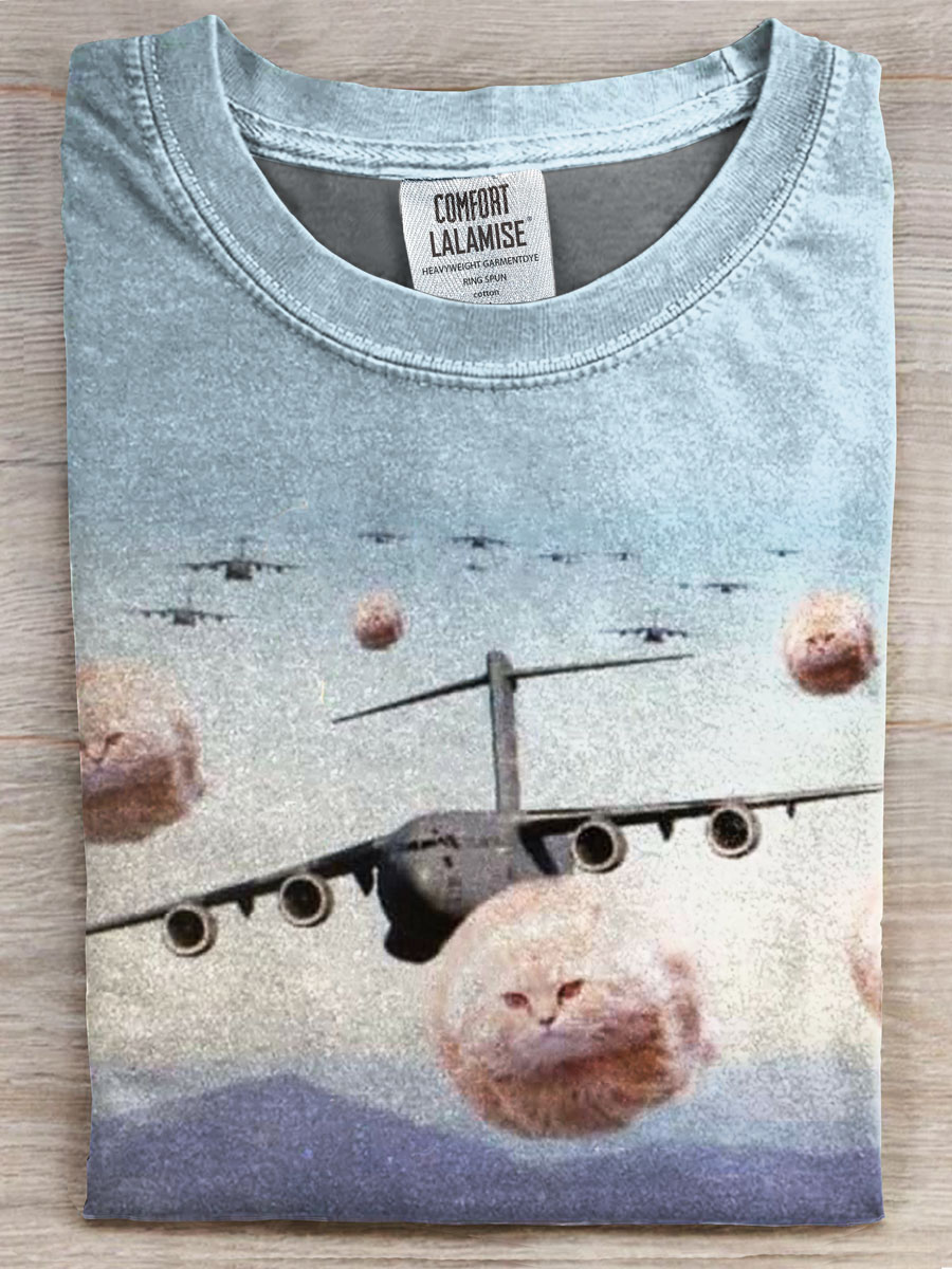 Funny Cat Print Casual Top