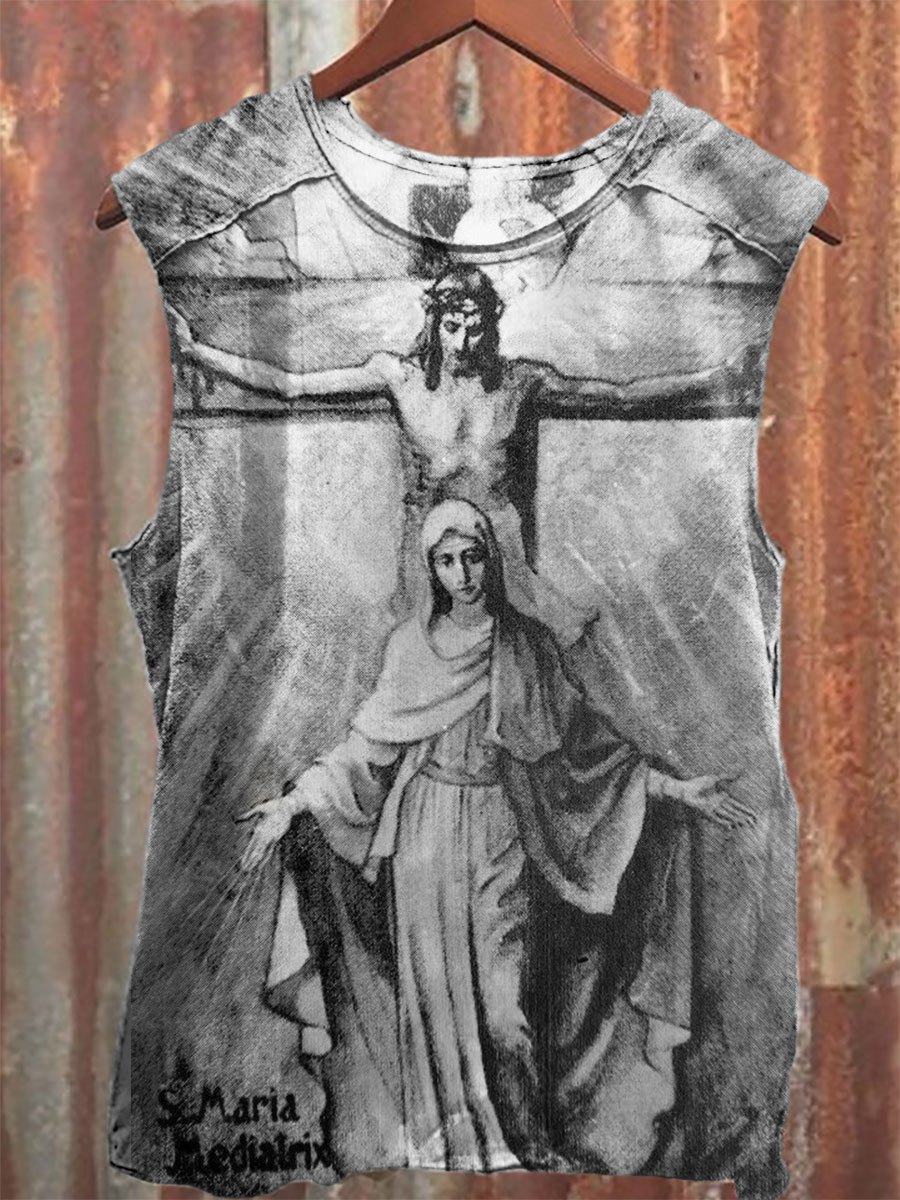 Religion Vintage Print 100% Cotton Casual Tank Top