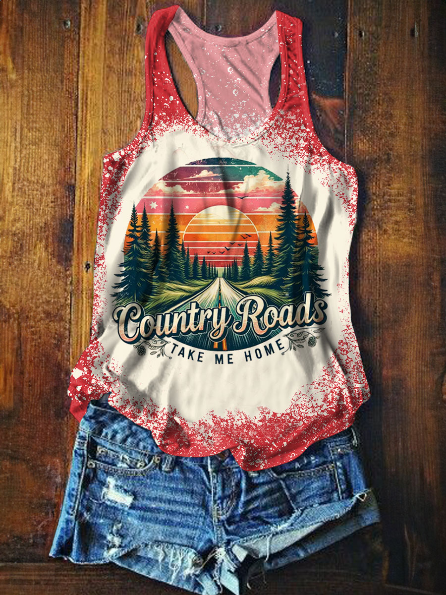 Rural Roads Print Tank Top