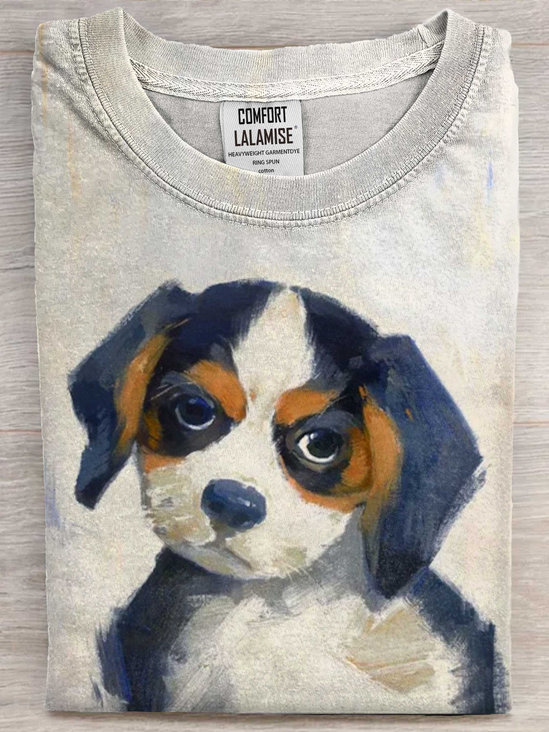 Funny Dog Art Print Casaul Short Sleeve T-shirt