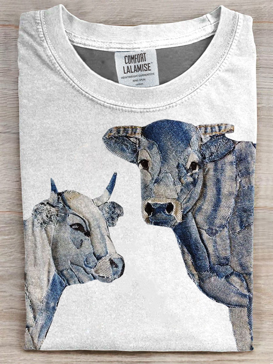 Highland Cow Art Print Casual T-shirt