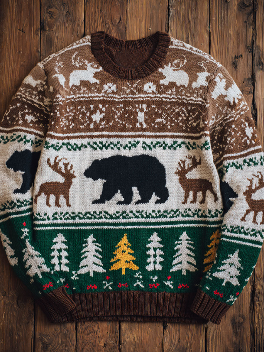 Vintage Art Prints Knit Pullover Sweater