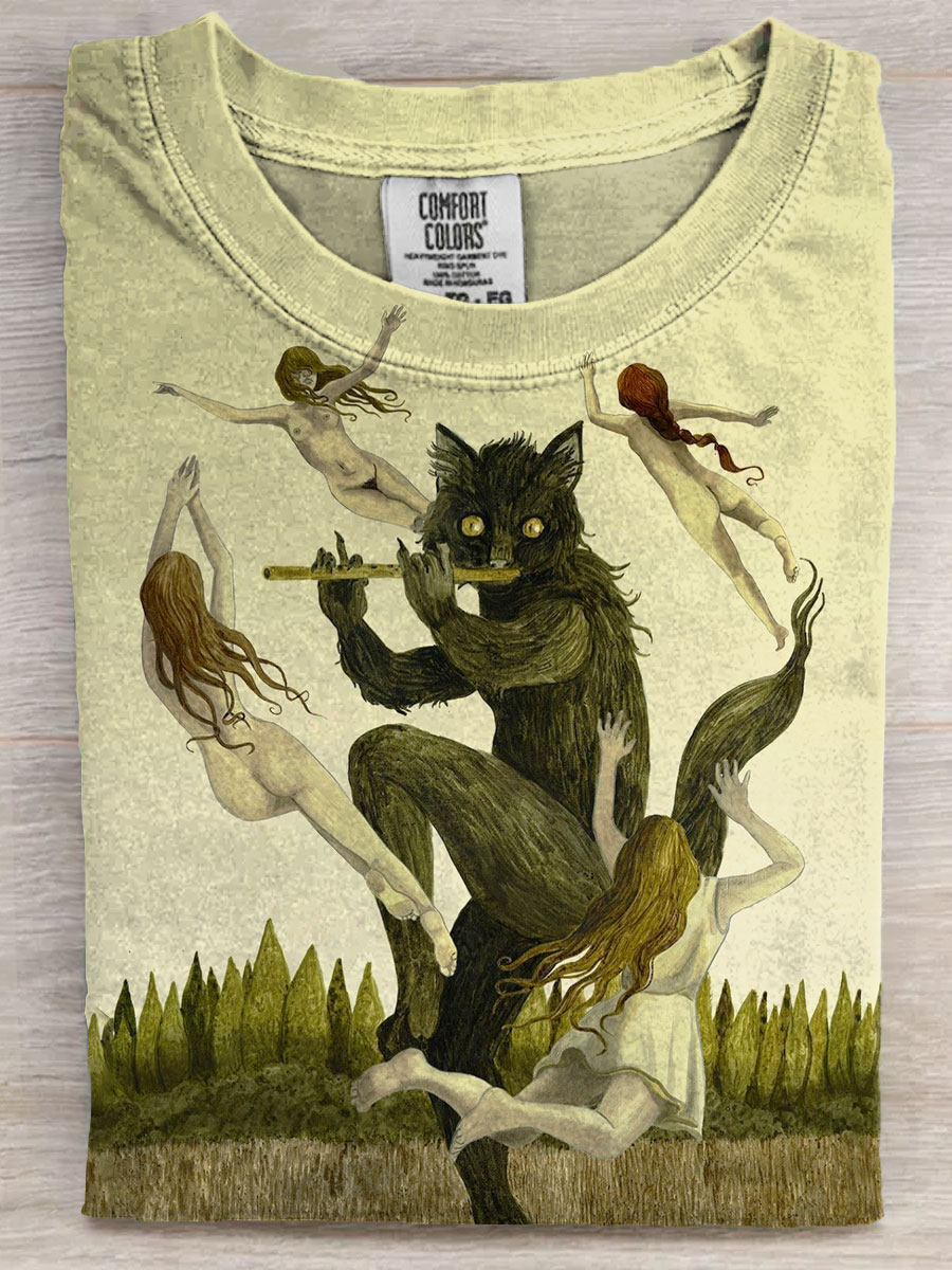 Fantasy Cat Art Print Casaul Short Sleeve T-shirt