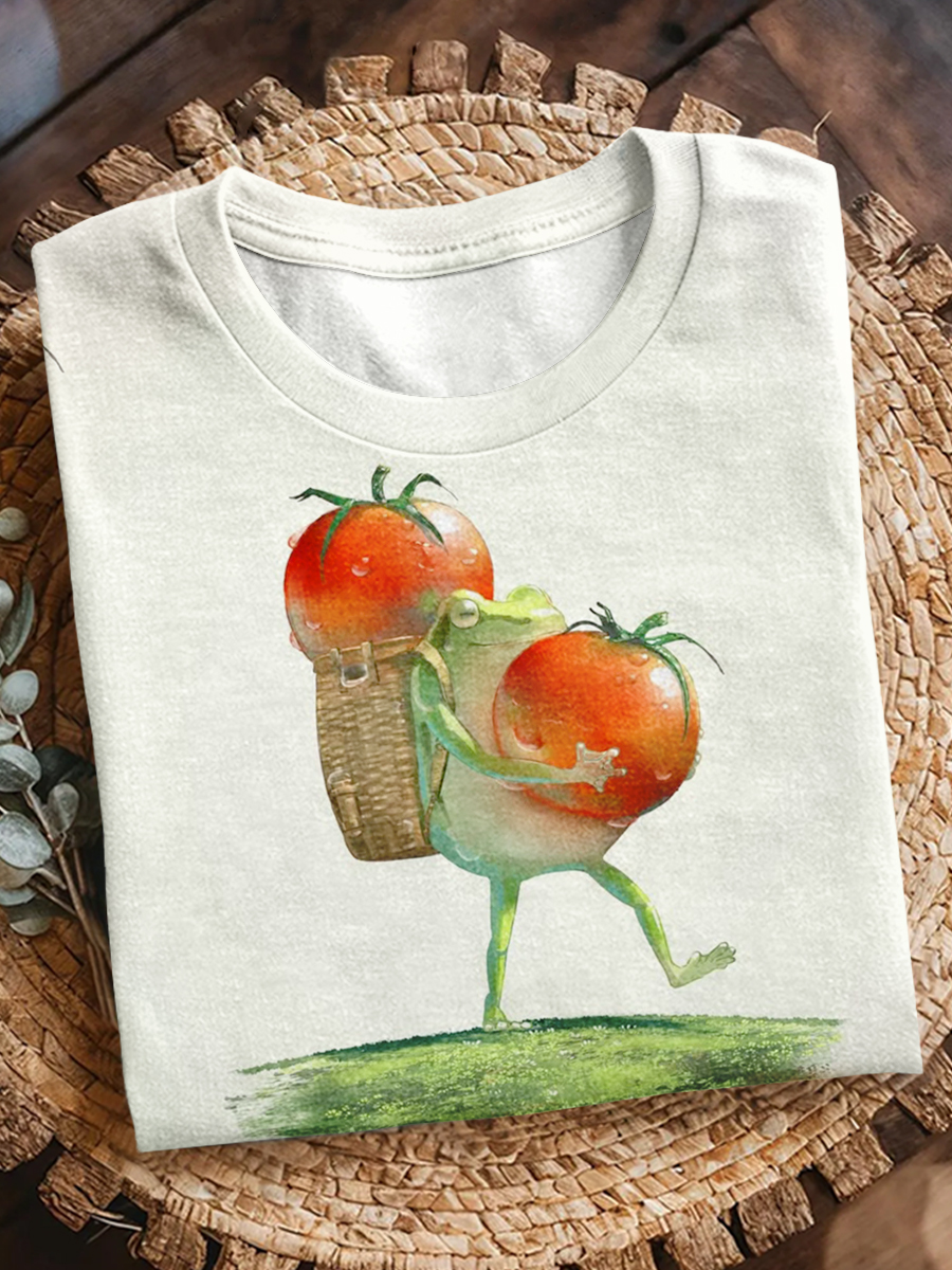 Cute Frog Print Short Sleeve T-Shirt