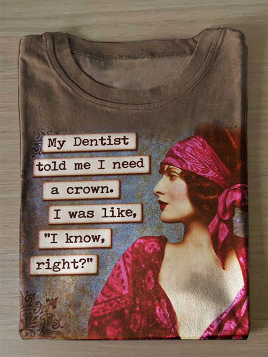 Women's Vintage Art Print Casual Top