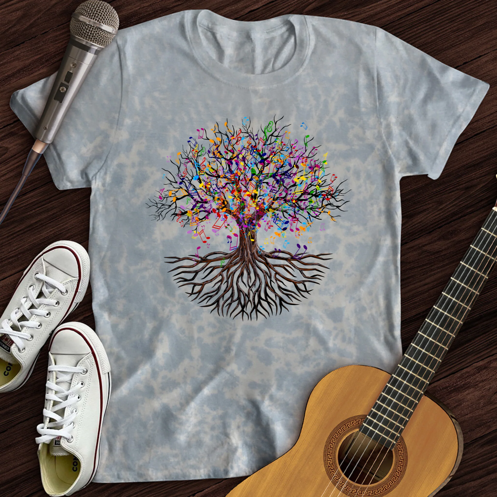 Music Note Tree Tie Dye T-Shirt