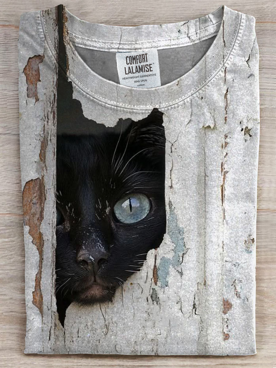 Cat Print Casual T-shirt