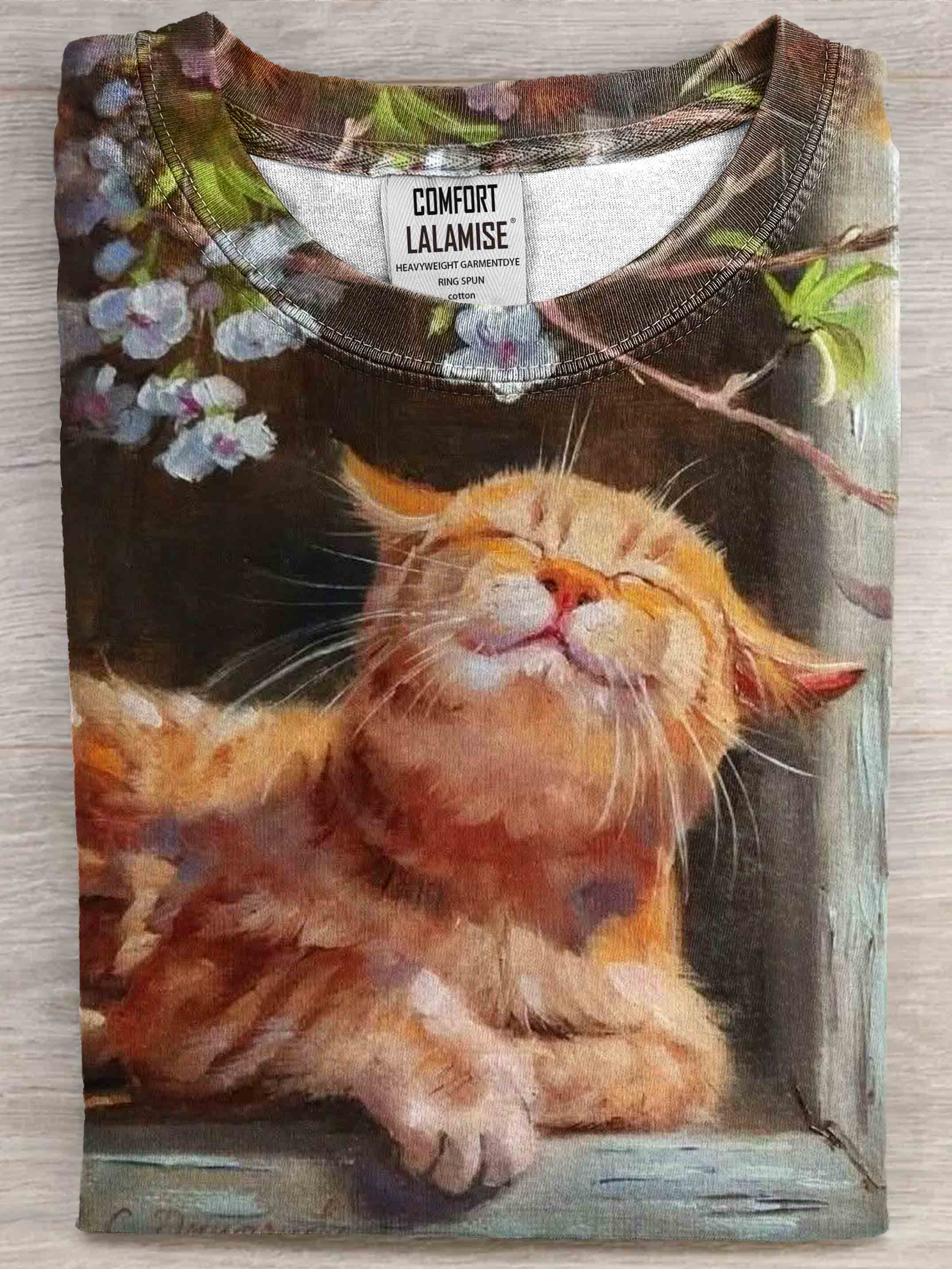 Cute Cat Art Print Casual Short Sleeve T-shirt