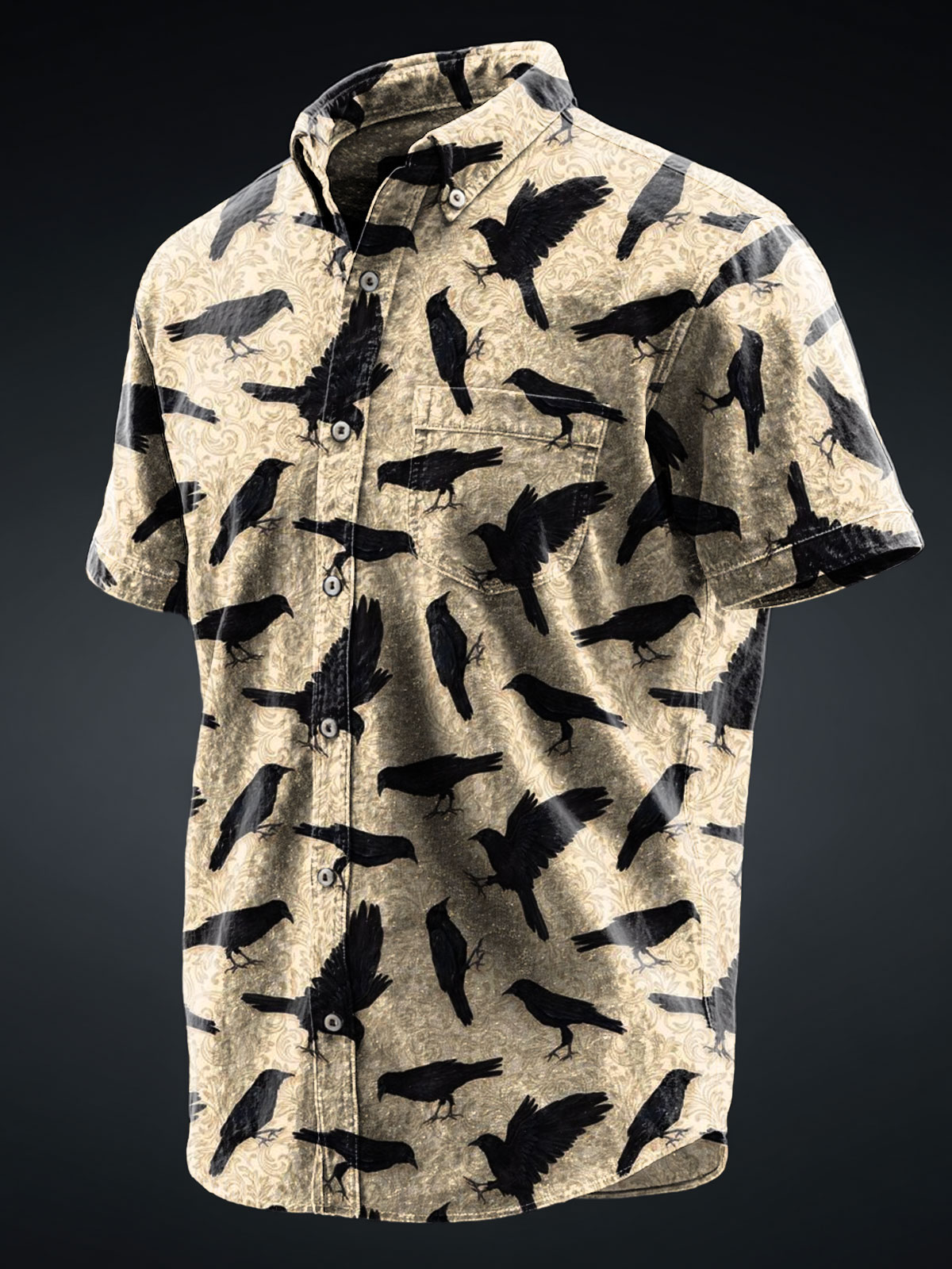 Raven Art Print 100% Cotton Denim Shirt