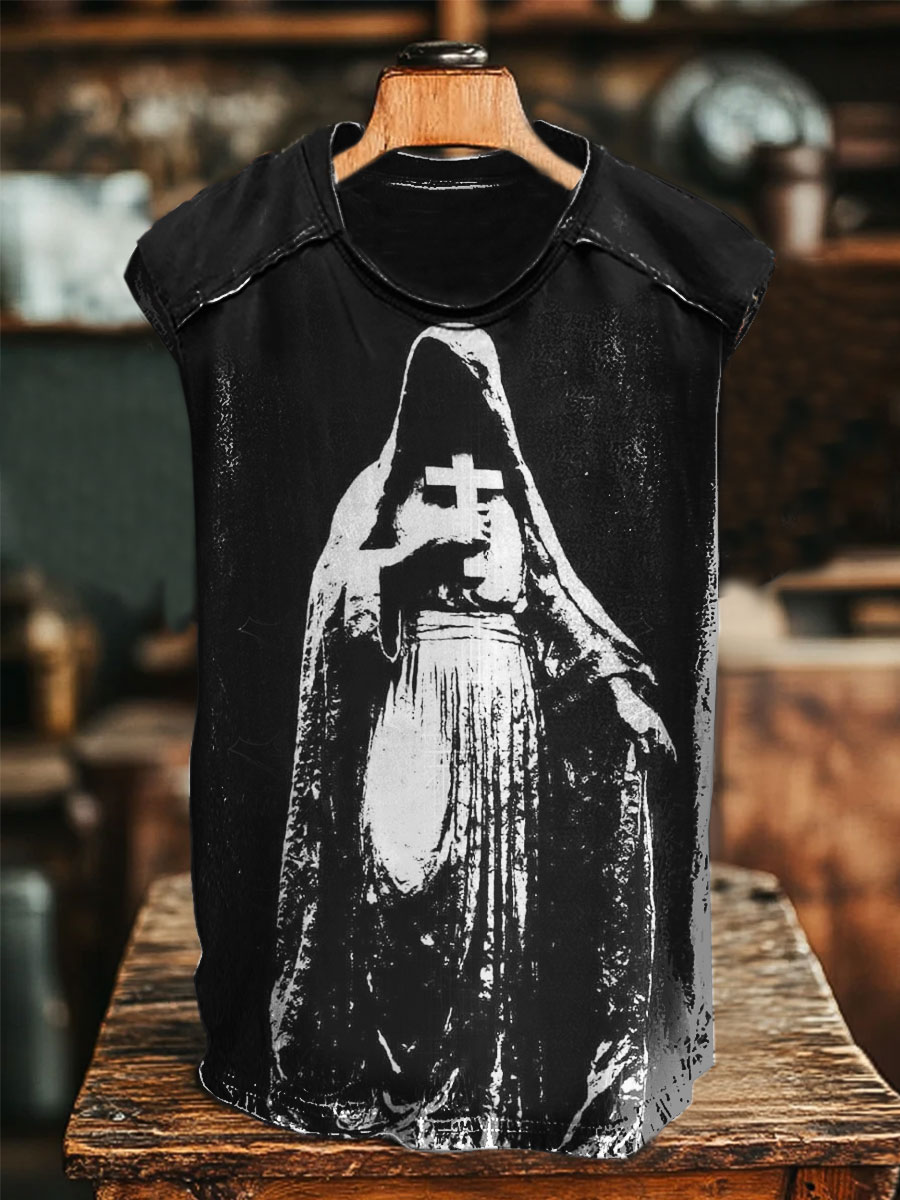 Dark Art Vintage Print 100% Cotton Casual Tank Top